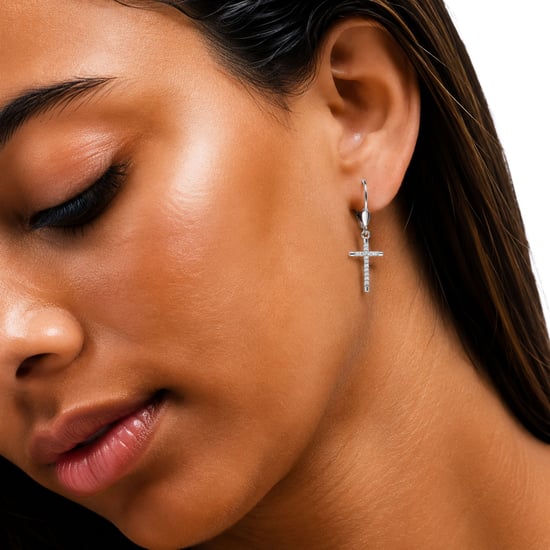 Women's Sparkling Cross Earrings in 925 Sterling Silver with Cubic Zirconia BIPE054 - Image 3