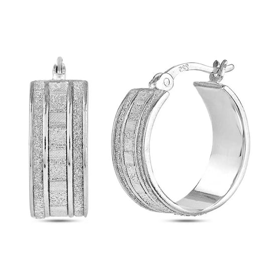 Women's Hoop Earrings in 925 Sterling Silver with Cubic Zirconia BIPE088 - Image 1