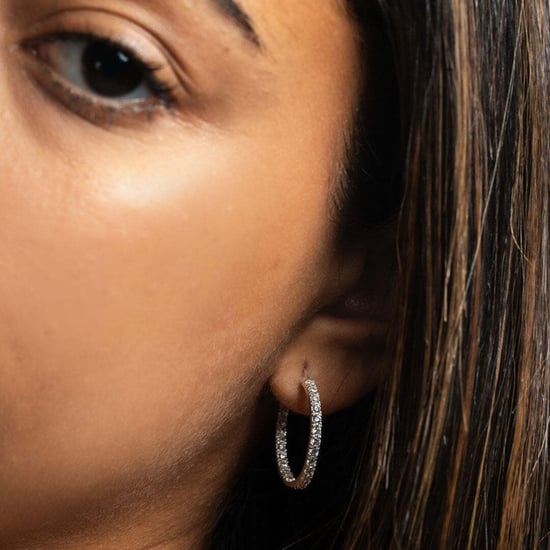 Women's Hoop Earrings with Cubic Zirconia, 925 Sterling Silver BIPE028 - Image 2