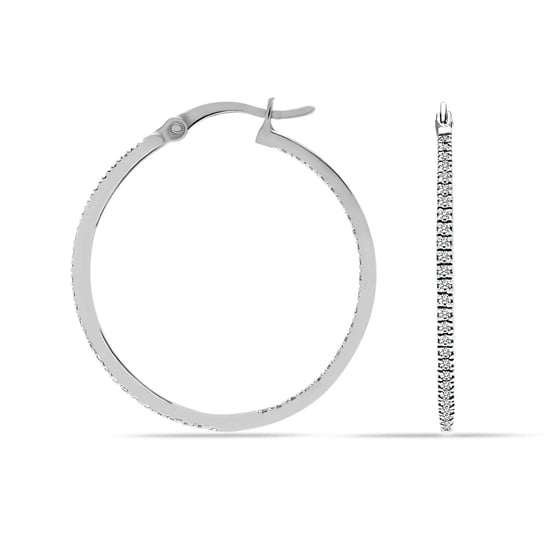 Women's Hoop Earrings with Cubic Zirconia, 925 Sterling Silver BIPE028 - Image 3