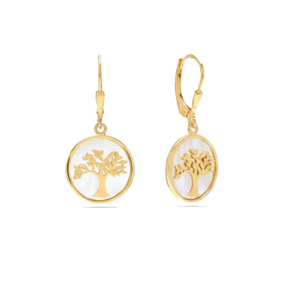 Vrouwen Boom des Levens Oorbellen in 925 Sterling Zilver met Goudplating BIPE074 - Image 1