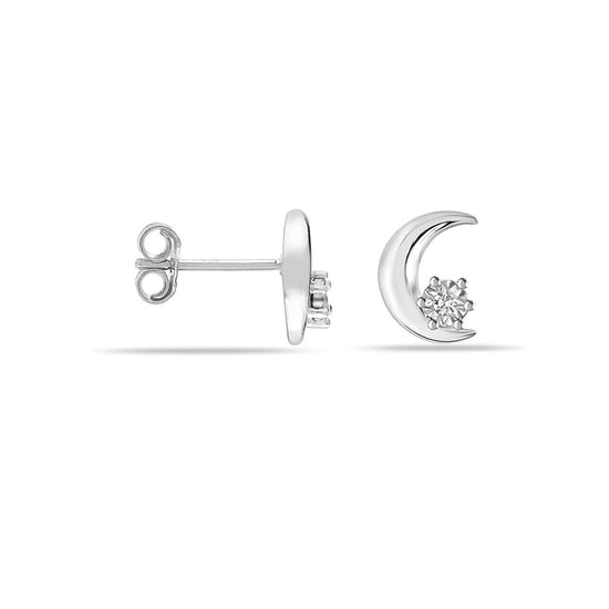Vrouwen Bloemige Maan Oorbellen in 925 Sterling Zilver met Cubic Zirconia BIPE081 - Image 1