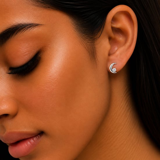 Vrouwen Bloemige Maan Oorbellen in 925 Sterling Zilver met Cubic Zirconia BIPE081 - Image 3