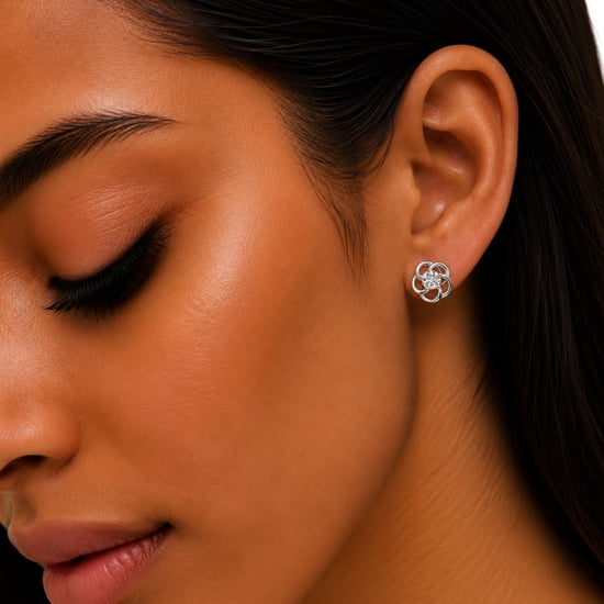 Women's Earrings Flower of Light in 925 Sterling Silver BIPE082 - Image 2
