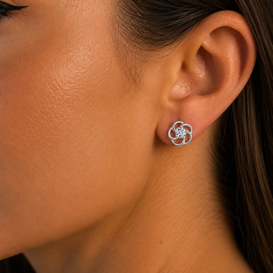 Women's Earrings Flower of Light in 925 Sterling Silver BIPE082 - Image 3
