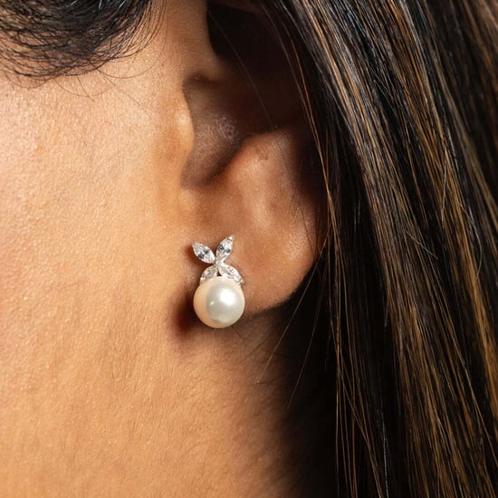 Vrouwen Oorbellen met Parel en Cubic Zirconia in 925 Sterling Zilver BIPE031 - Image 3