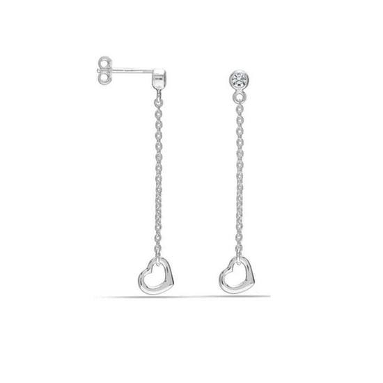 Vrouwen Lange Hart Oorbel met Cubic Zirconia in 925 Sterling Zilver BIPE043 - Image 1