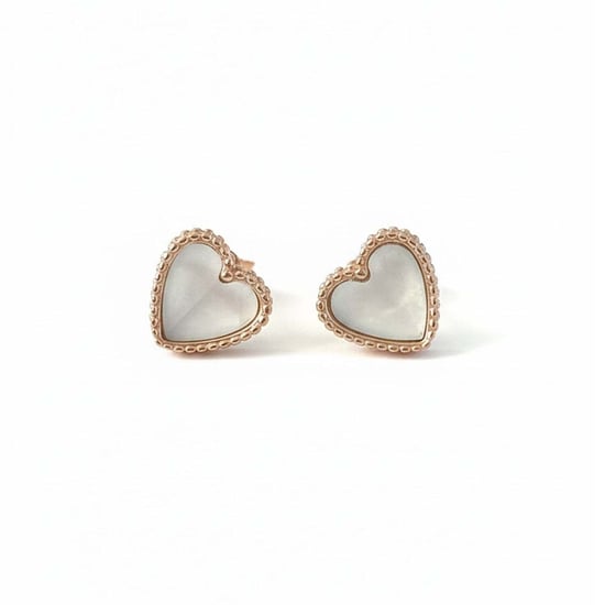 Dames Hart Oorbellen in Roségoud met Moeder van Parel 925 Sterling Zilver BIPE047 - Image 1