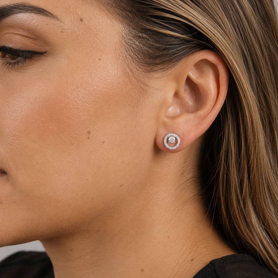 Women's Earrings Circle of Light in 925 Sterling Silver BIPE041 - Image 3