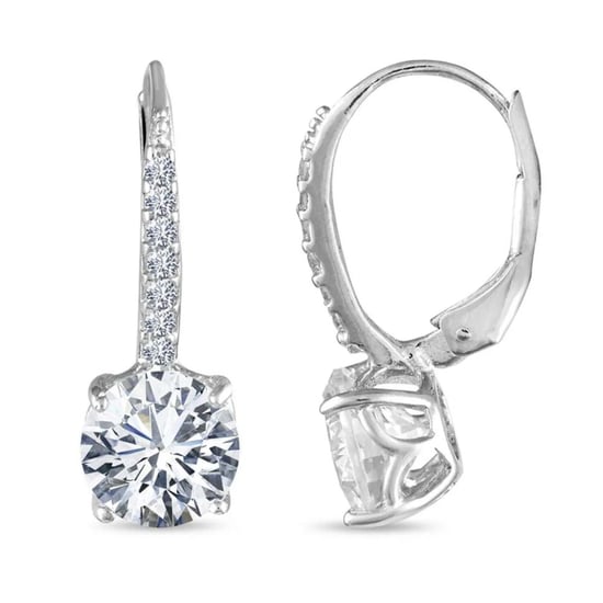 Women's Dangle Earrings with Cubic Zirconia, 925 Sterling Silver BIPE019 - Image 1
