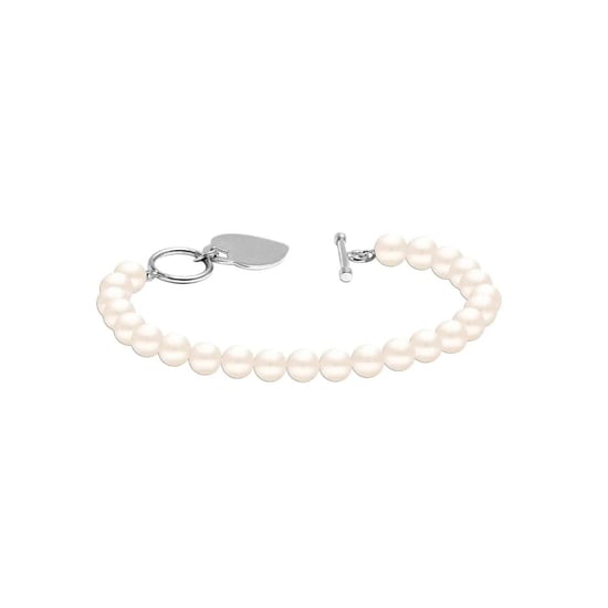 Women's Pearl Bracelet with Heart Pendant, 925 Sterling Silver BIPU023 - Image 2