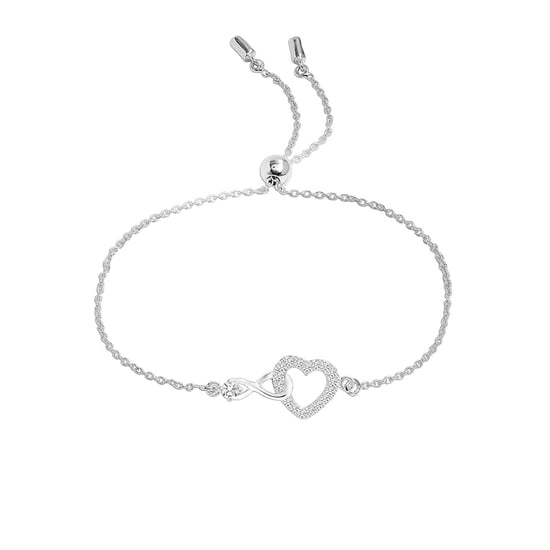 Women's Infinity Heart Bracelet with Cubic Zirconia in 925 Sterling Silver BIPU020 - Image 1