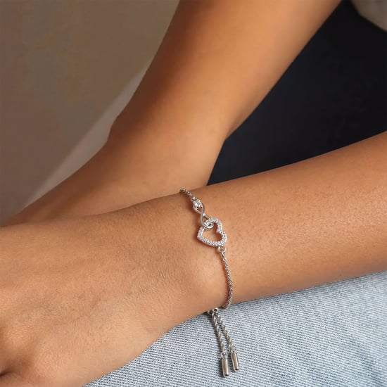 Women's Infinity Heart Bracelet with Cubic Zirconia in 925 Sterling Silver BIPU020 - Image 3