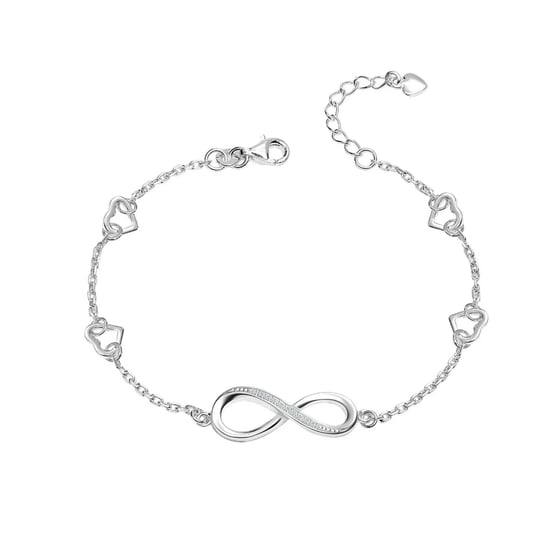 Vrouwen Verstelbare Armband met Oneindigheid Hart Bedels in 925 Sterling Zilver BIPU011 - Image 1