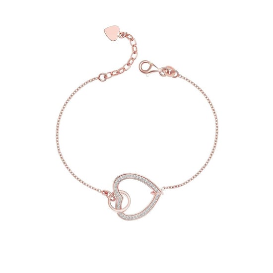 Damesarmband in 925 Sterling Zilver met Roségouden Plating en Hart met Cubic Zirconia BIPU019 - Image 1