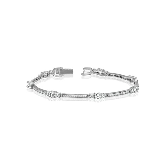 Women's Bracelet with Sparkling Cubic Zirconia, 925 Sterling Silver BIPU022 - Image 1