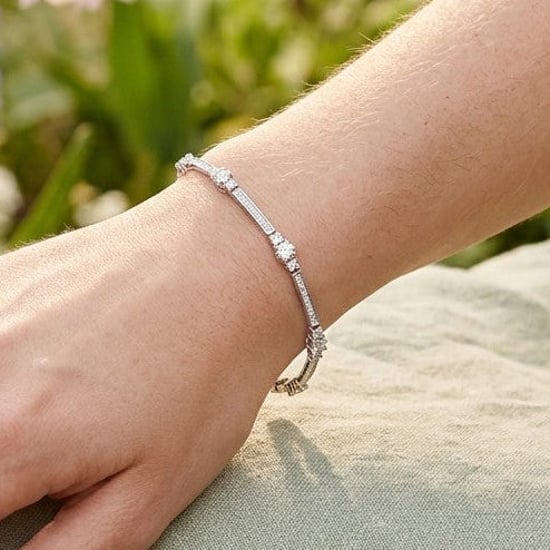 Women's Bracelet with Sparkling Cubic Zirconia, 925 Sterling Silver BIPU022 - Image 2