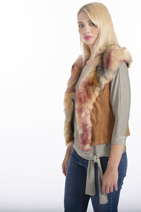 Luxury Faux Fur Suede Gilet - Image 1