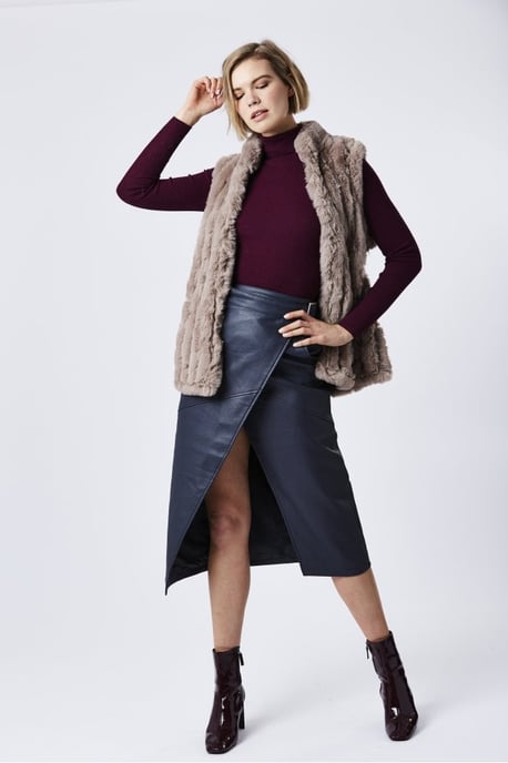 Faux Fur Faux Suede Vertical Striped Gilet - Image 1