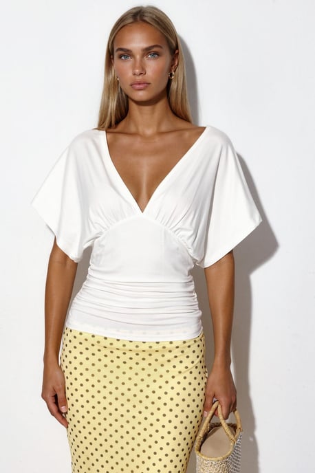 Slim Fit V-hals Jersey Blouse - Image 5