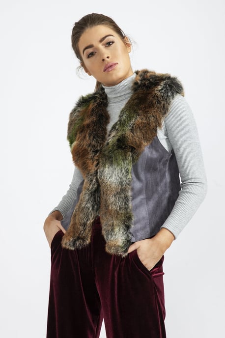Luxury Faux Fur Suede Gilet - Image 1