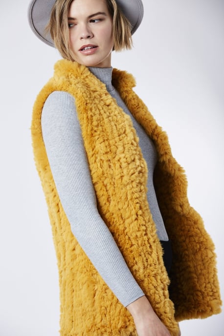Hand Knitted Faux Fur Long Gilet - Image 1