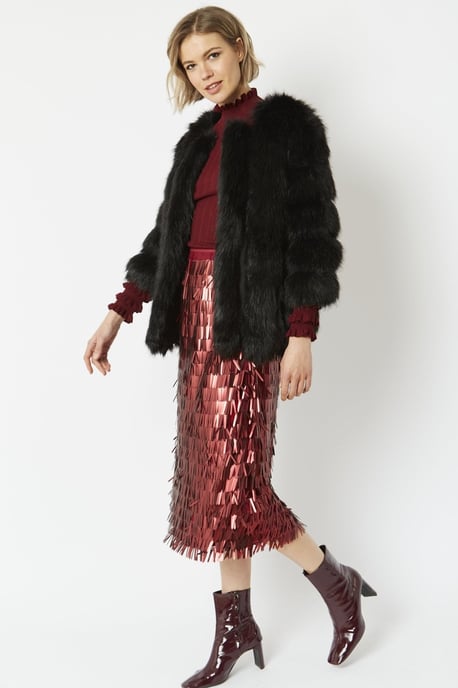 Faux Fur Ribbed Coat - Image 1