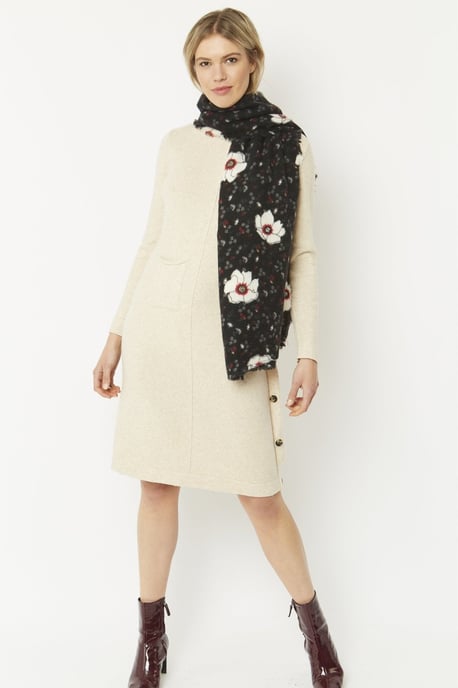 Black Floral Cashmere Blend Wrap - Image 1