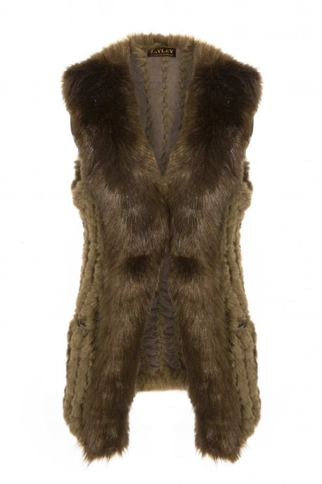 Hand Knitted Luxury Faux Fur Gilet with Faux Suede Base - Image 1