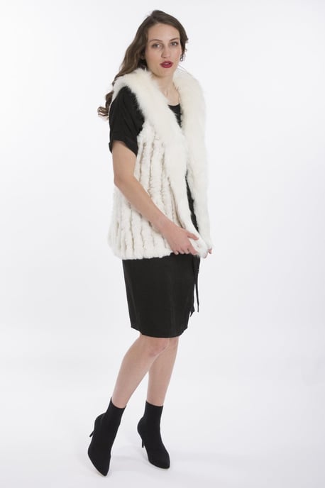 Hand Knitted Luxury Faux Fur Gilet with Faux Suede Base - Image 1