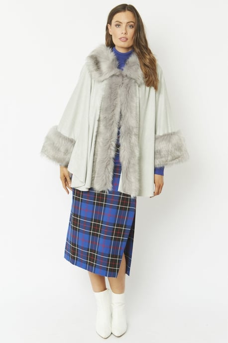 Faux Fur Faux Suede Cape - Image 1
