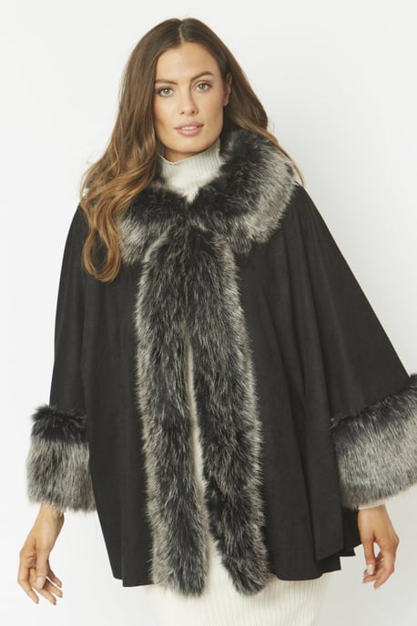 Faux Fur Faux Suede Cape - Image 1