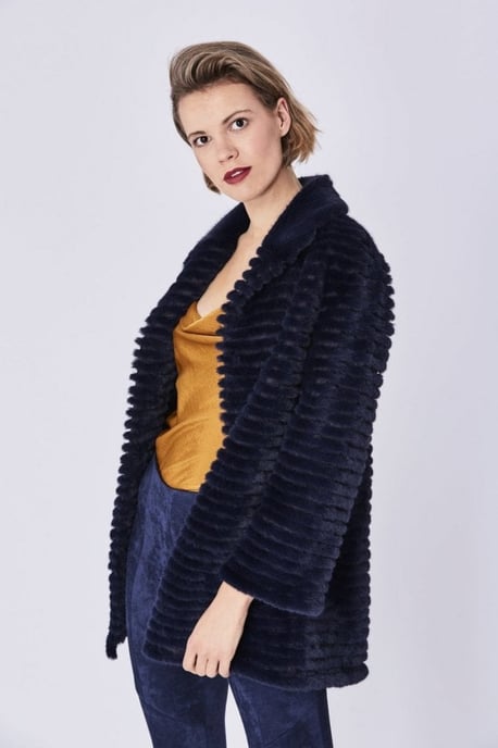 Ribbed Faux Fur Coat - Image 1