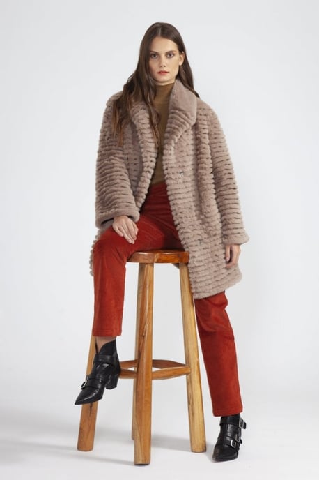 Ribbed Faux Fur Coat - Image 1