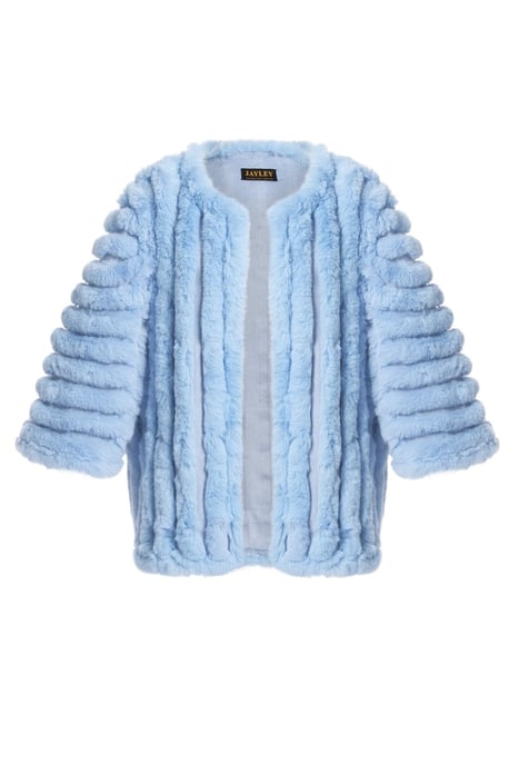 Faux Fur Striped Coat - Image 1