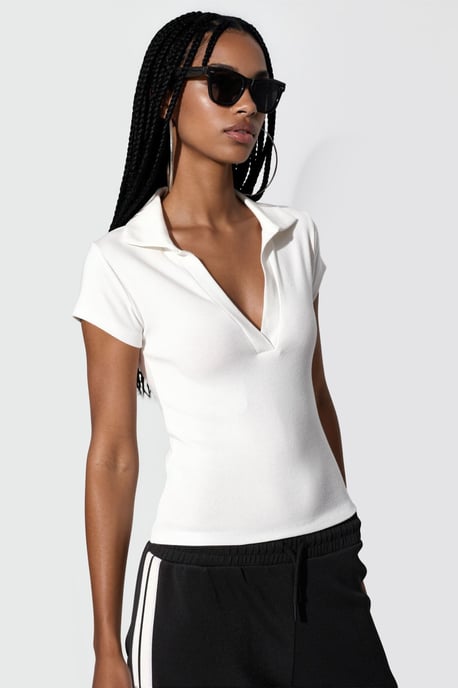 Ribbad Slim-Fit Polo Blus - Image 1