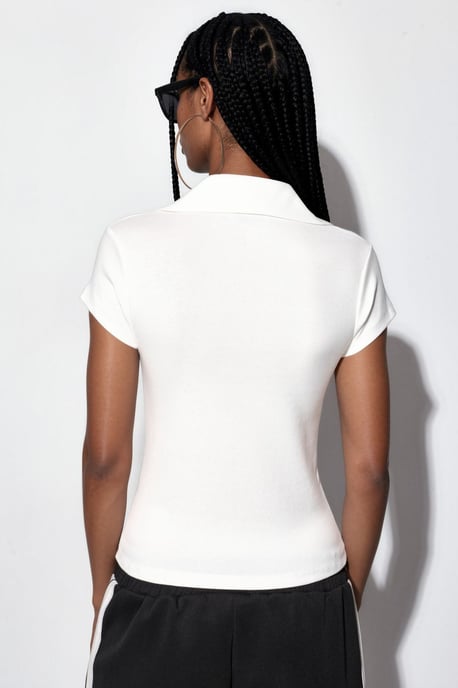 Ribbad Slim-Fit Polo Blus - Image 3