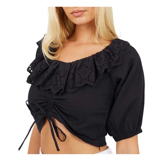 Brave Soul Dames/Dames Bardot Gewaad Top (Zwart) - Image 2