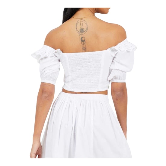 Brave Soul Dames/Dames Bardot Gewaad Top (Wit) - Image 2