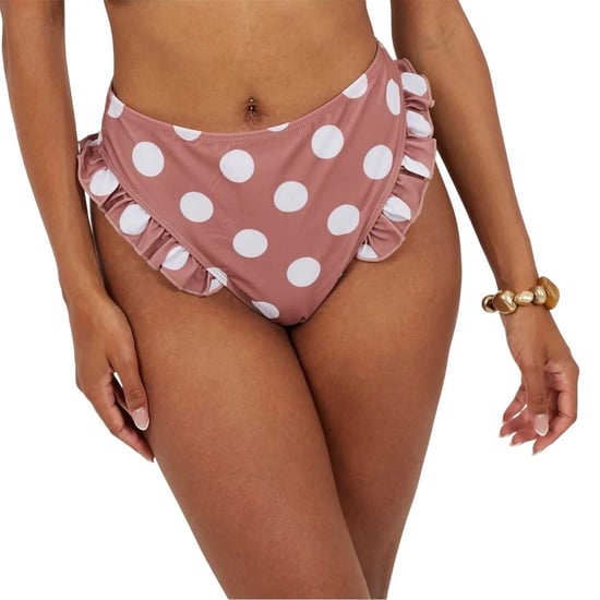 Brave Soul Dames/Dames Polka Dot Hoge Taille Tweedelig Badpak (Bruin/wit) - Image 2