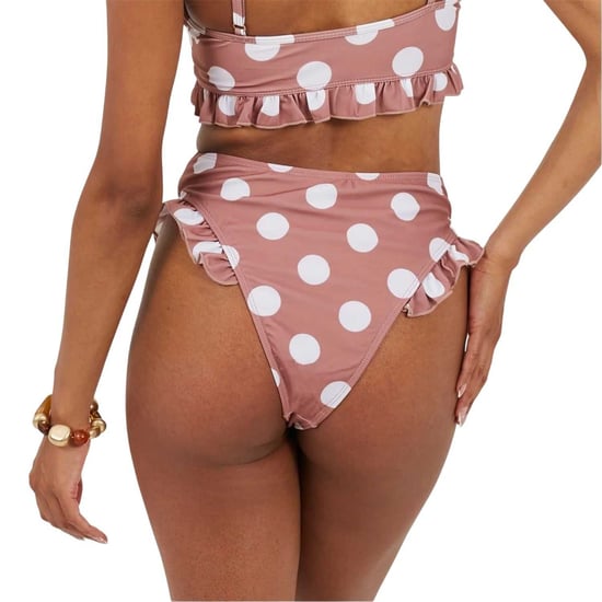 Brave Soul Dames/Dames Polka Dot Hoge Taille Tweedelig Badpak (Bruin/wit) - Image 3
