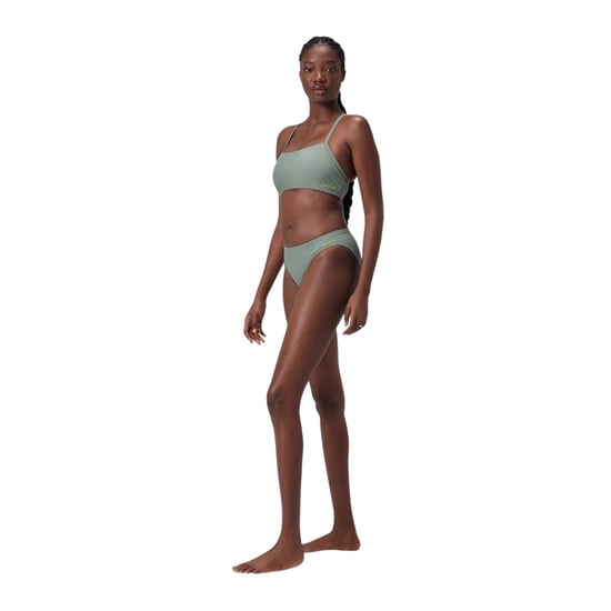 Speedo Bikinibottnar med hög benöppning och logotyp för kvinnor/damer (Grön) - Image 5