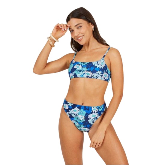 Brave Soul Dames/Dames Floral High Waist Bikini Bottoms (Blauw/Wit) - Image 1