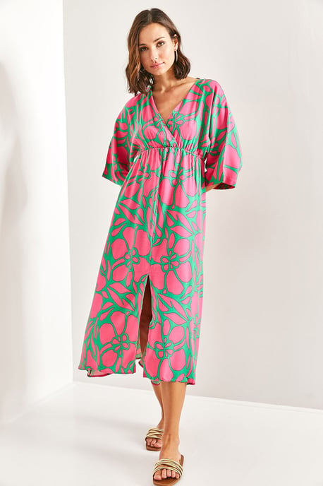 Florale V-hals Maxi-jurk met Strik - Image 2