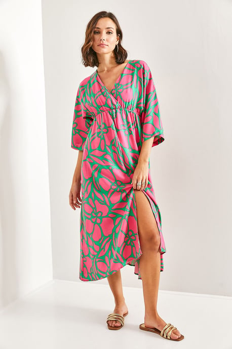 Florale V-hals Maxi-jurk met Strik - Image 3