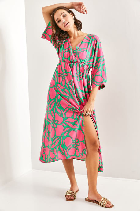 Florale V-hals Maxi-jurk met Strik - Image 4