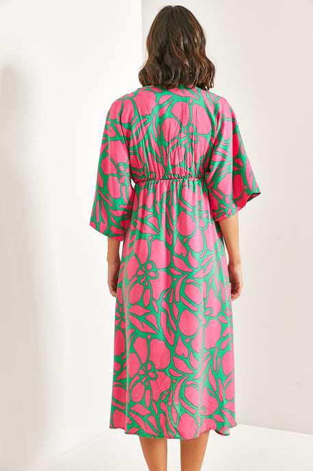 Florale V-hals Maxi-jurk met Strik - Image 5