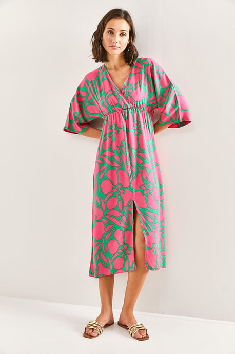 Florale V-hals Maxi-jurk met Strik - Image 6
