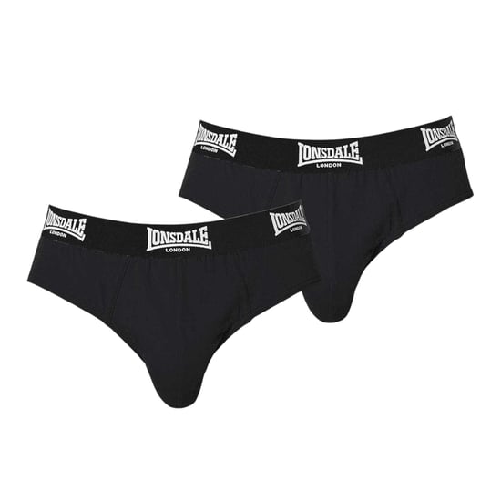 Lonsdale Mens Contrast Waistband Briefs (Pack of 2) (Black) - Image 1
