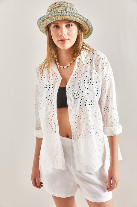 Geborduurd Kant Geweven Shirt - Image 3